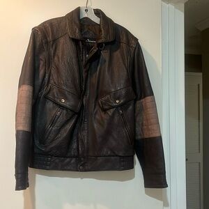 BRUNO Giovanni Lambskin Bomber-Biker Jacket